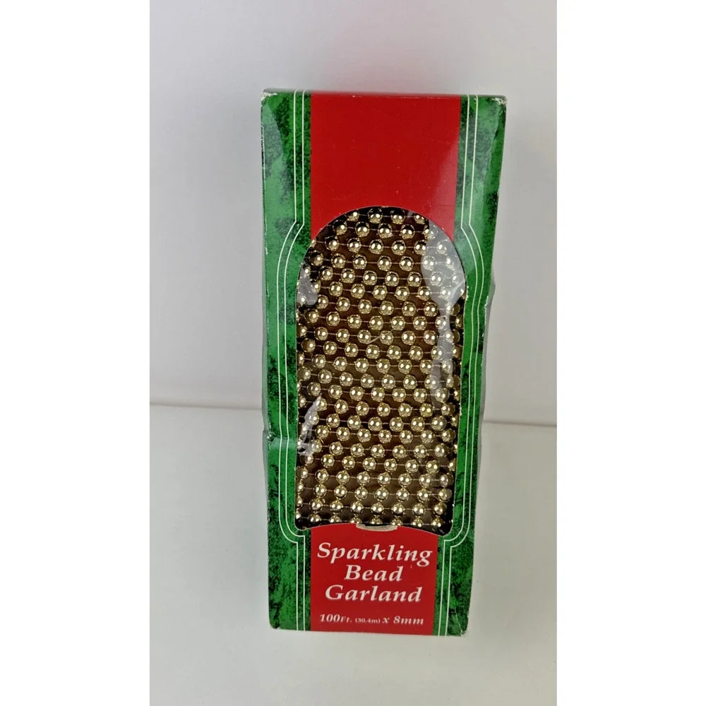 100 feet gold bead Garland new open box Christmas tree decoration